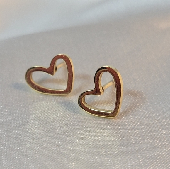 Abstract Heart Stud Earrings, choice of color - Picture 3 of 5